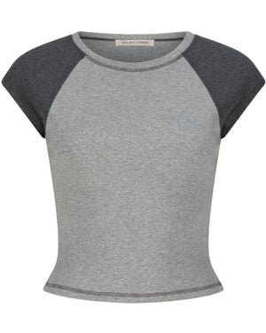 Love and Nostalgia Mini Rib Raglan Tee - Grey