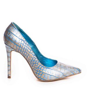 The 5Th Element Bleu- Croc-Print Leather Stiletto Pumps - Blue