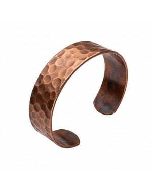 Anatoliacraft Hammered Solid Copper Wide Cuff Bracelet - Brown