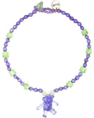 Tillie Beads Bear Bling Bead Pendant Necklace - Blue