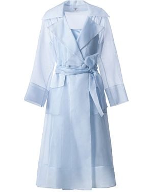 Lita Couture See Through Organza Trench Dress - Blue