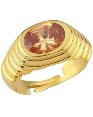 LINYA JEWELLERY Lyra Oval Champagne Crystal Stone Little Finger Knight Ring - Metallic