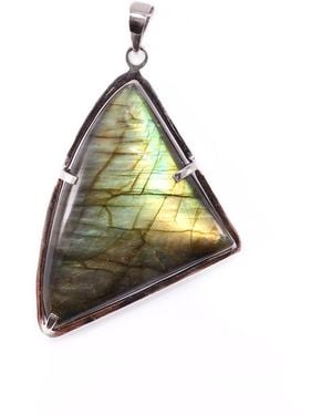 Mineralgems•Studio Iridescent Labradorite Pendant With Sterling Chain - Multicolour