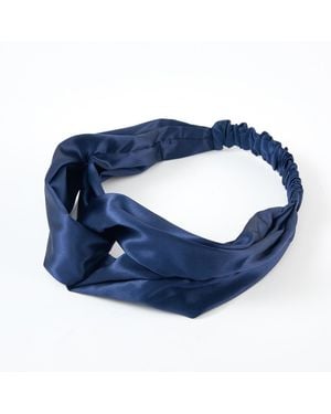Soft Strokes Silk Pure Mulberry Silk Turban Style Headband - Blue