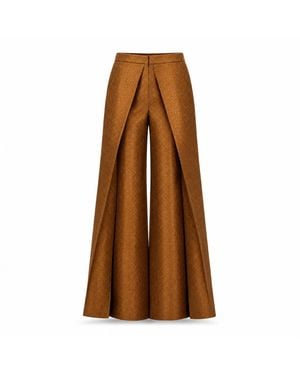 Silk and Bears Ophelia Bronze Wide Leg Palazzo Trousers - Brown