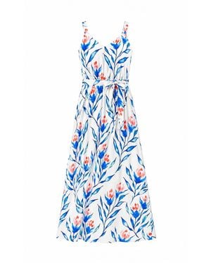 Yumi' Floral Print Maxi Sun Dress - Blue