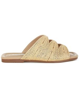 Rag & Co Neutrals Daisy Doe Raffia Square Toe Flats - Natural