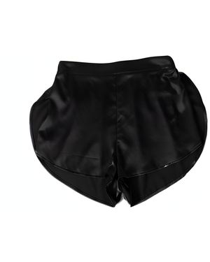 Soft Strokes Silk Pure Mulberry Silk Petal Shorts, Mid-Waist, Silk Charmeuse - Black