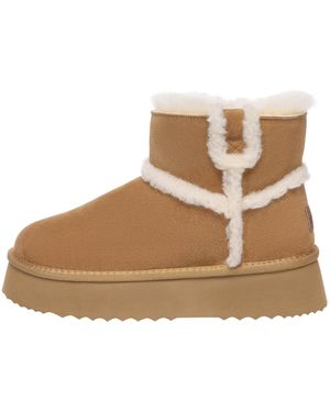 EverAu Australia Barren Leather Chic Platform Short Boots - Natural