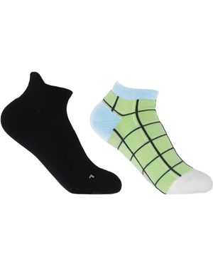 Peper Harow - Made in England Organic & Grid Lime Sneaker Socks Bundle - Green