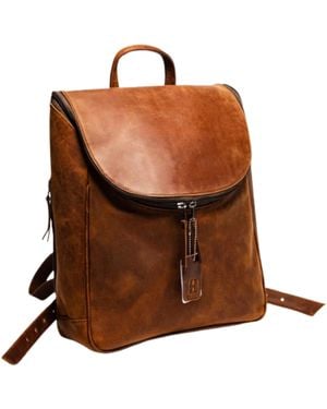 Hides Leather Co. Minimal Handmade Genuine Leather Backpack - Brown