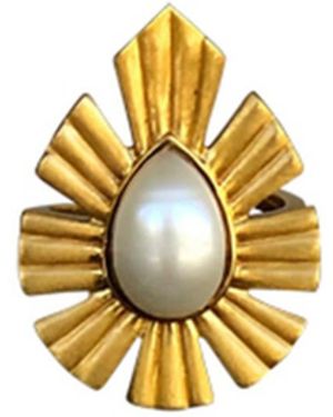 Christina Greene Behold Bold Statement Ring With Pearl - Metallic