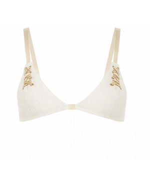 Belletage Swimwear The Marina Lace Up Bikini Top - Natural