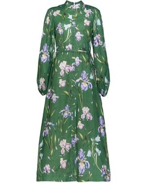 Justin Tong Eira Linen Midi Dress - Green