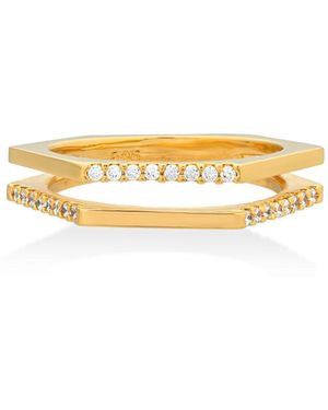Shabella Nyc Dual Rectangular Ring - Metallic