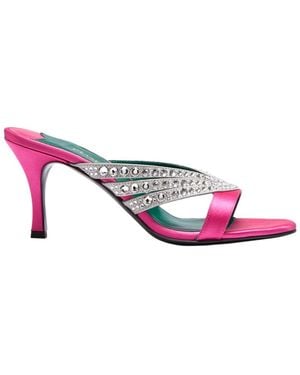 Florrie London Roro 75Mm Crystal And Satin Mule Azalea - Pink