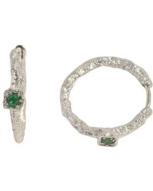 Claire Hill Designs Chalcedony Lichen Branch Medium Hoops - Metallic