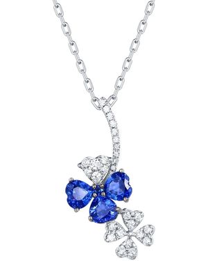 Artisan Sapphire & Diamond Floral Pendant - Blue