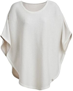 Cove Neutrals Flora Cotton Cashmere Reversible Poncho Cream & Starch - Grey
