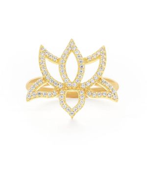 Seven Saints Illuminate Lotus Ring, Topaz Pave, Plated - Metallic