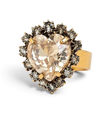 Vstyle Amore Golden Heart Swarovski Crystal Ring - Metallic
