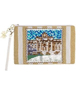 Laines London Neutrals & Italian Escape Hand Beaded Pouch - White