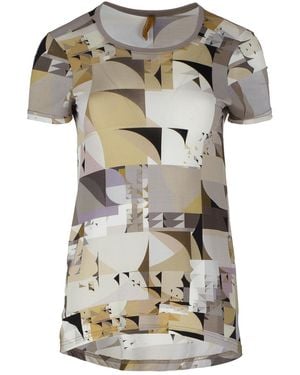 Conquista Geometric Print Detail Top - Grey