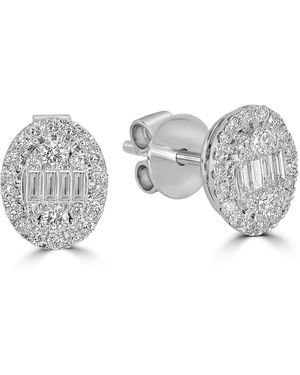 Artisan Diamond Triple Halo Cluster Stud Earrings - Grey