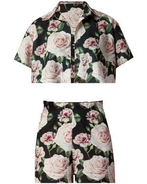 Nur Karaata Bloom Short Shirt Set - Black