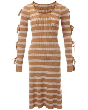 Fully Fashioning Neutrals Alexandra Lacing Knit Dress - Brown