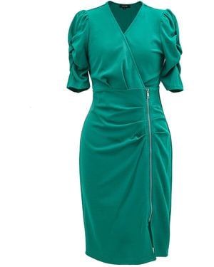 Smart and Joy Jersey Dress With Zip Side - Green