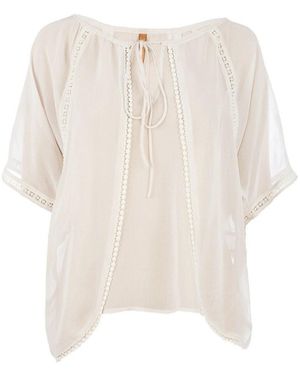 Conquista Neutrals Sheer Boho Top Sand - White