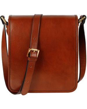 Time Resistance Small Leather Messenger Bag - Brown