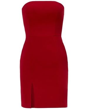 Nomi Fame Eva Wine Strapless Front Slit Corset Mini Dress - Red