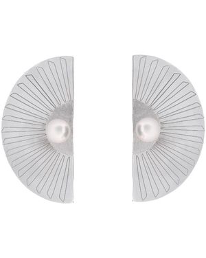 Silver Moon Pearl Sterling Earrings – Radiant Pearl - Metallic