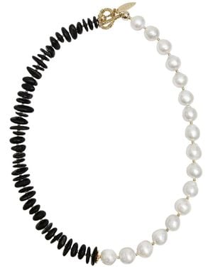 Farra Timeless Tourmaline And Freshwater Pearls Necklace - Black