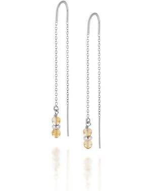 Nellou Jewellery Fall Birthstone Earrings November Citrine Sterling - White