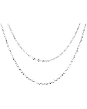 Bermuda Watch Company Annie Apple Reina Sterling Silver Double Chain Necklace - Metallic