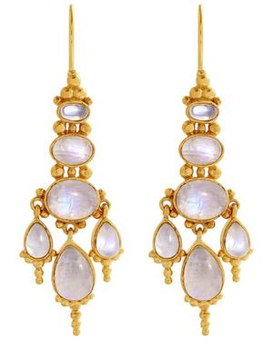 Karma and Luck Celestial Glow Moonstone Earrings - Metallic