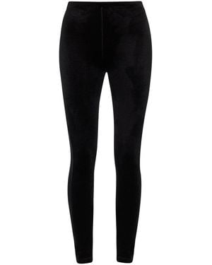 LIA ARAM Form-Fitting Velvet Leggings - Black
