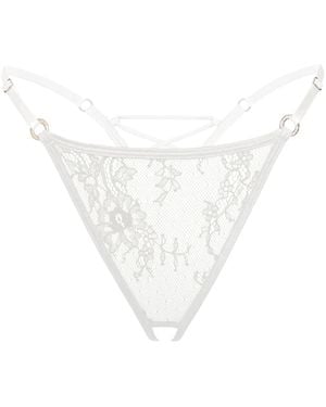 MONIQUE MORIN LINGERIE Moonstruck Thong Ouvert Crystal - White