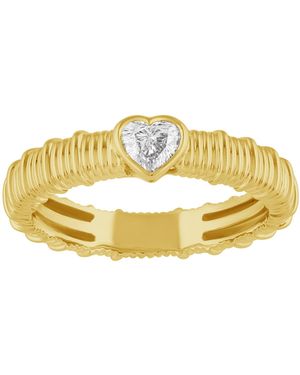 Artisan Heart Shape Diamond Ribbed Ring - Metallic