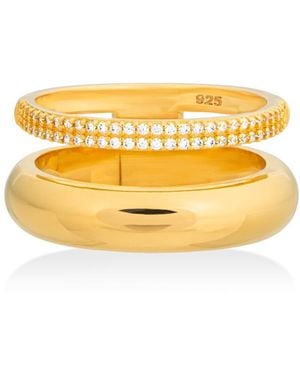 Shabella Nyc Pave Dual Ring - Yellow