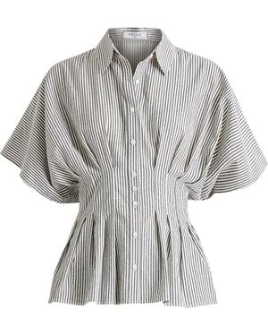 Paisie Striped Shirt With Waist Pleats - Grey