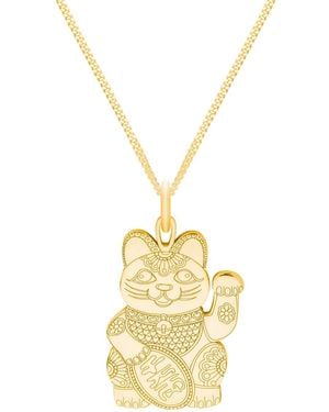CarterGore Medium Lucky Cat Pendant Necklace - Metallic