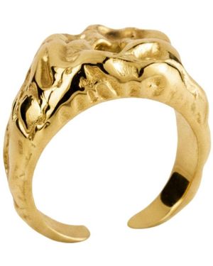 LINYA JEWELLERY Deka Amorphous Rectangular Shiny Ring - Metallic