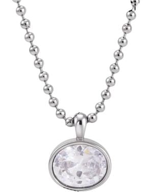 Nazzar Oval Cz Pendant Ball Chain Necklace - Metallic