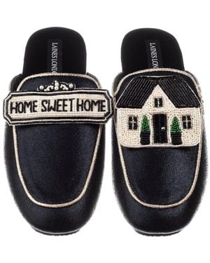Laines London Classic Mules With Home Sweet Home Brooches - Black