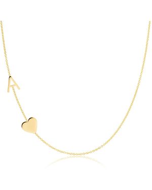 Maya Brenner Monogram Necklace With Heart - Metallic