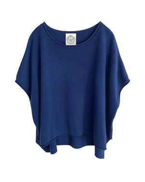Zenzee Cashmere Capelet Top - Blue